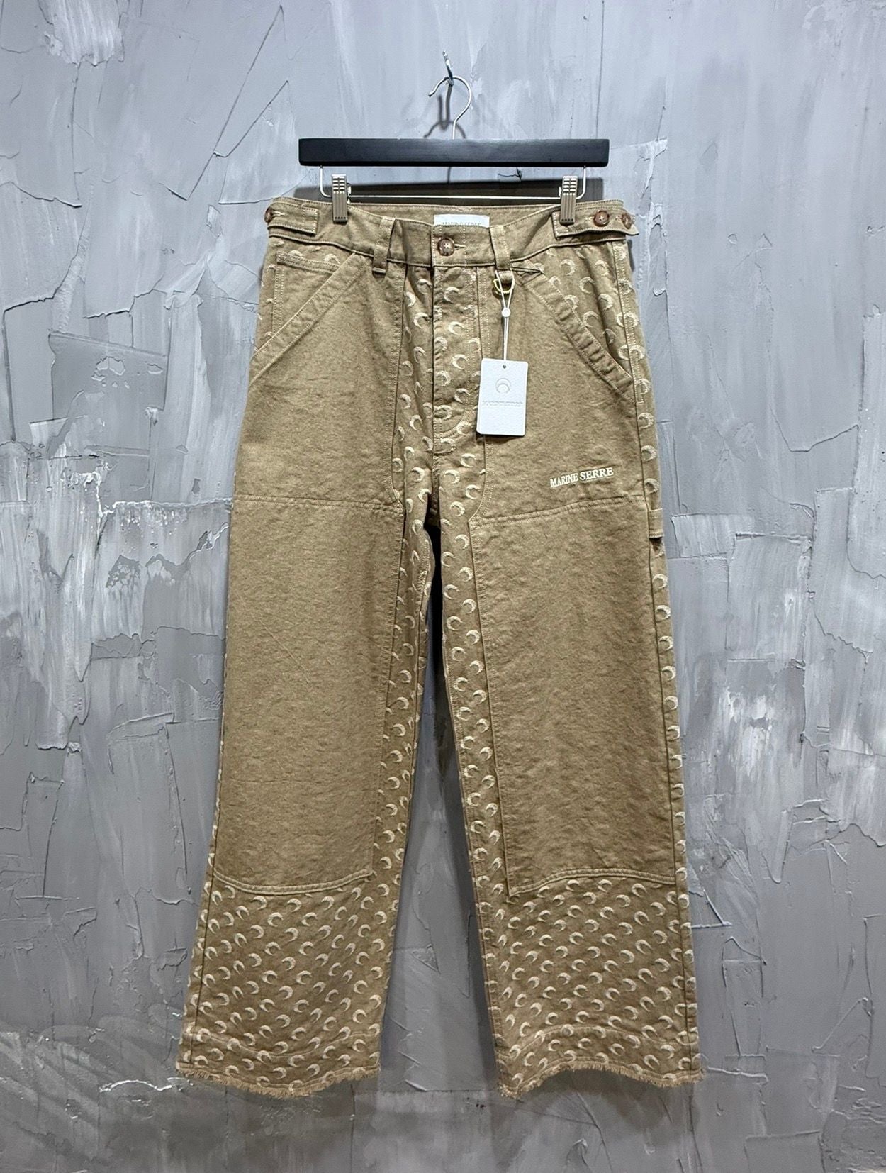 Marine Serre All Over Moon Workwear Pants (Tan/Beige)