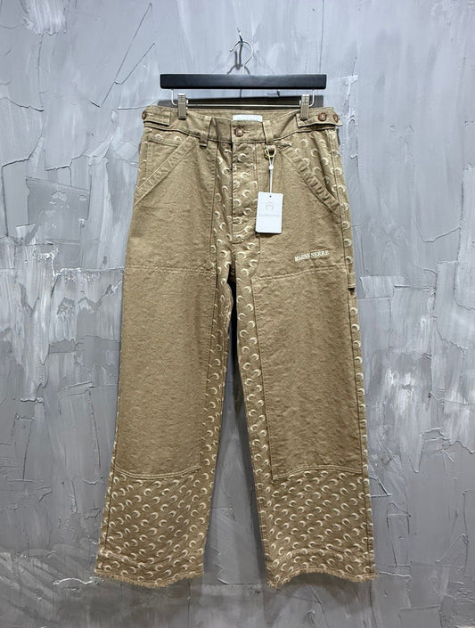 Marine Serre All Over Moon Workwear Pants (Tan/Beige)