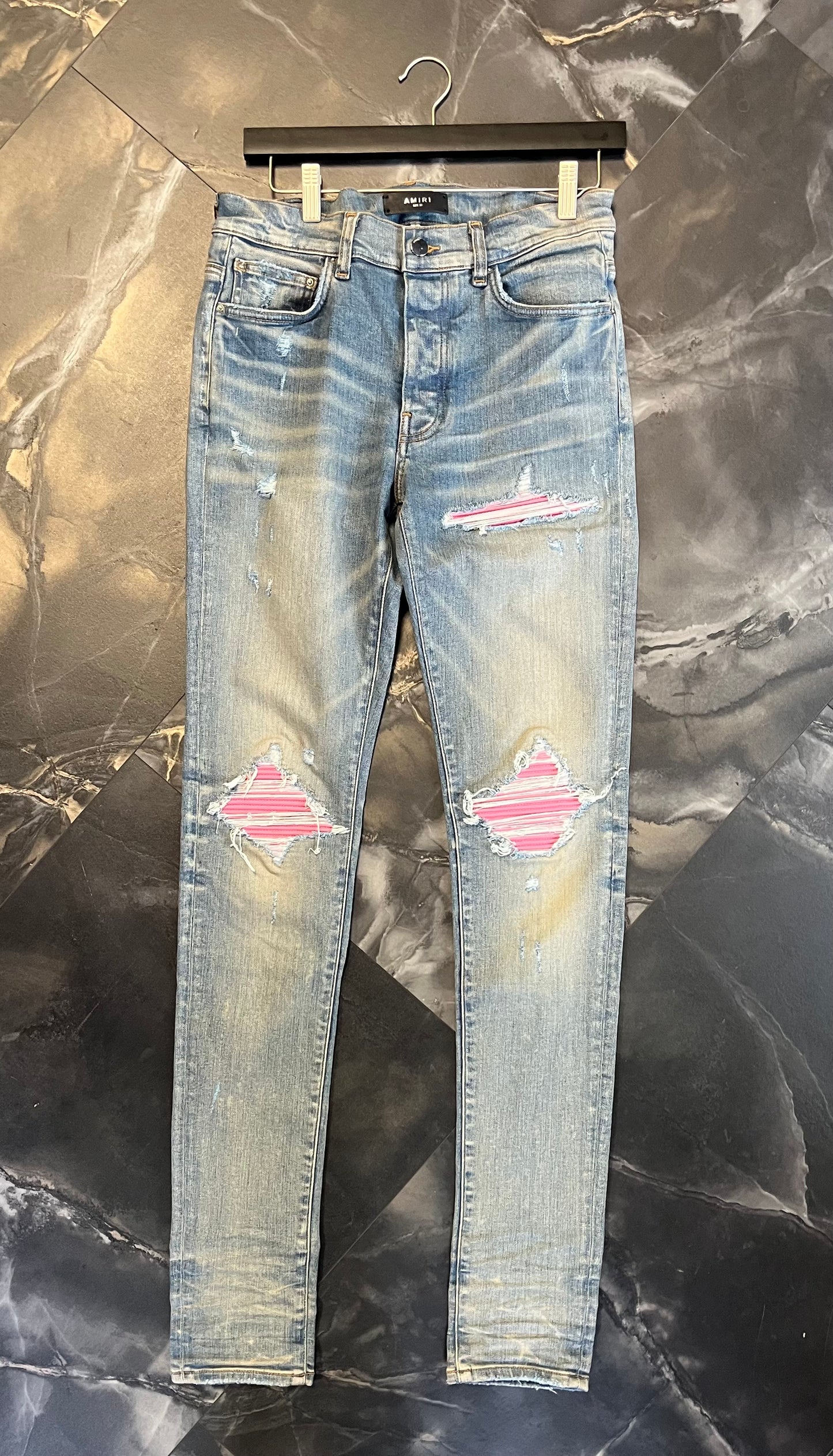 Amiri Jeans Light Wash Pink patch