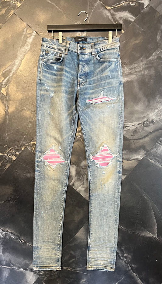 Amiri Jeans Light Wash Pink patch