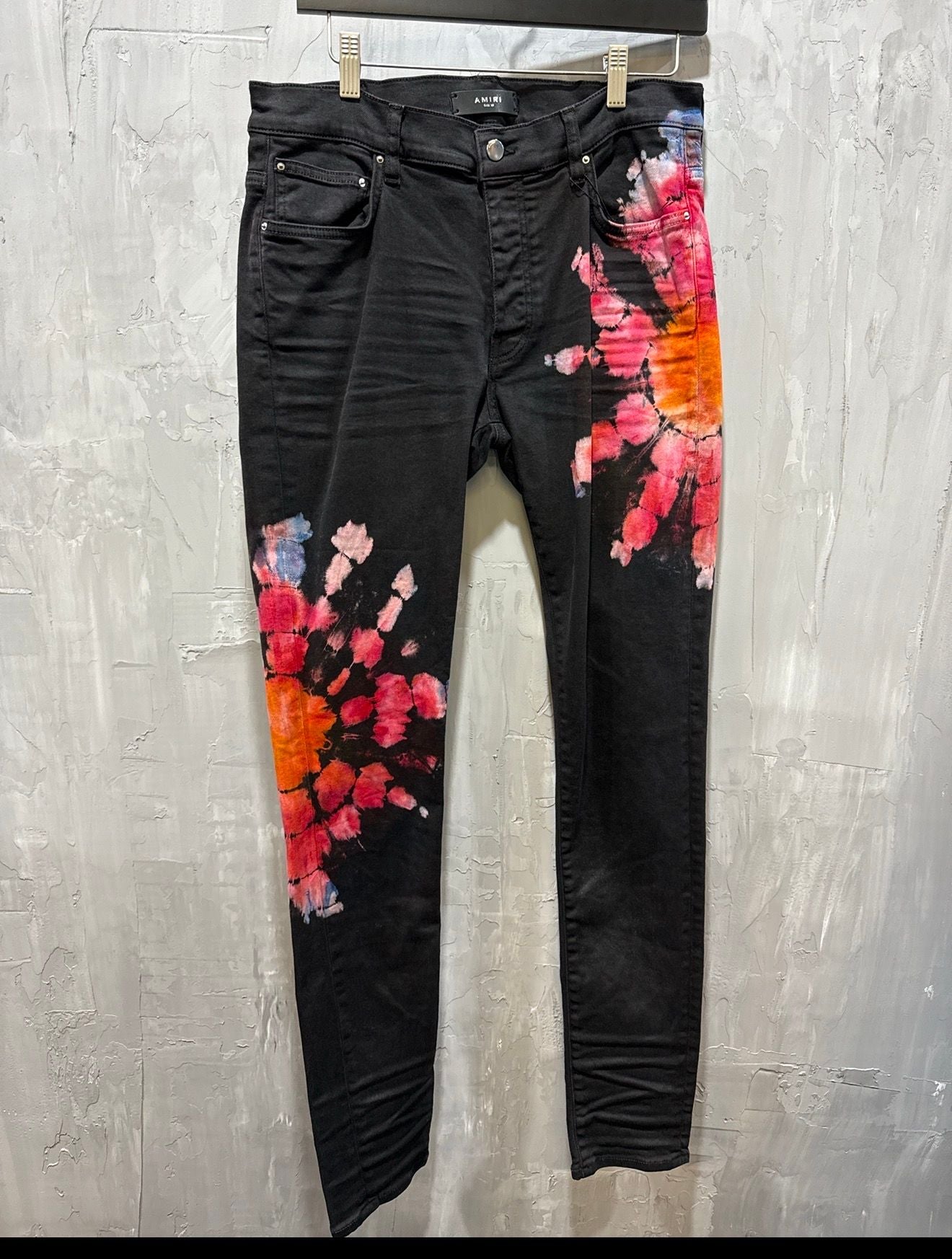 Tie dye black denim jean