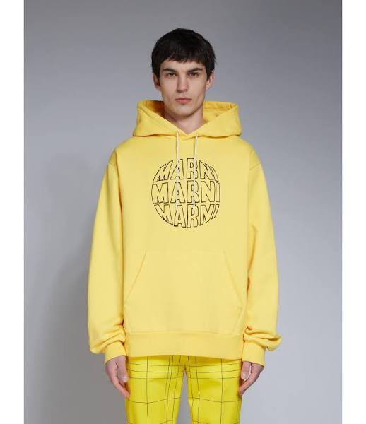MARNI CIRCULAR LOGO YELLOW HOODIE