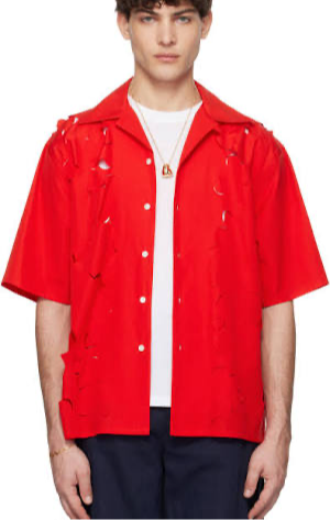 MARNI EMBROIDERED ROVER CUT OUT RED SHIRT