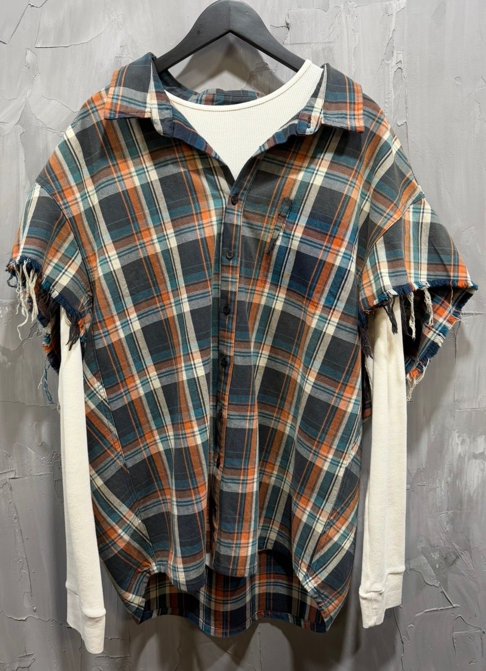 BENDER' BLUE/ORANGE CUTOFF FLANNEL - Like New