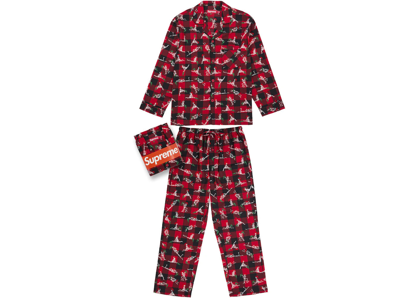 Supreme Hanes Holiday Pajama Set Red