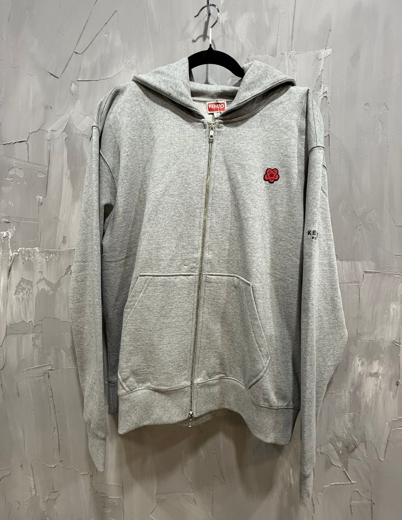 KENZO BOKE FLOWER ZIP UP HOODIE GREY
