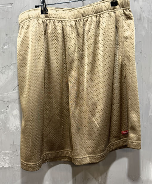 Supreme baggy small box logo mesh shorts tan