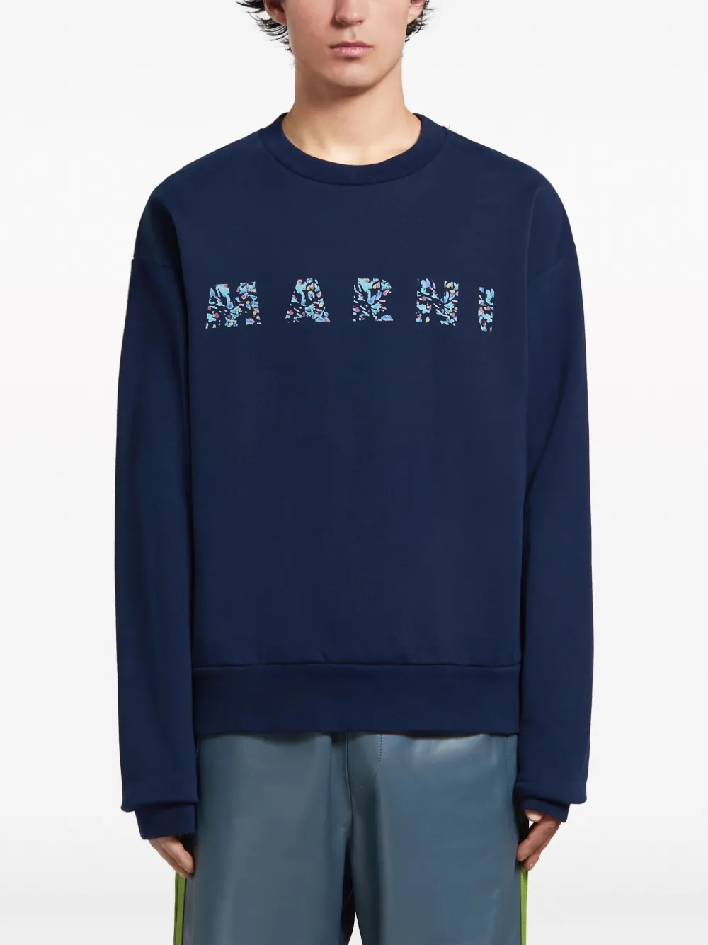MARNI FLORAL LOGO LOOP BACK SWEATSHIRT