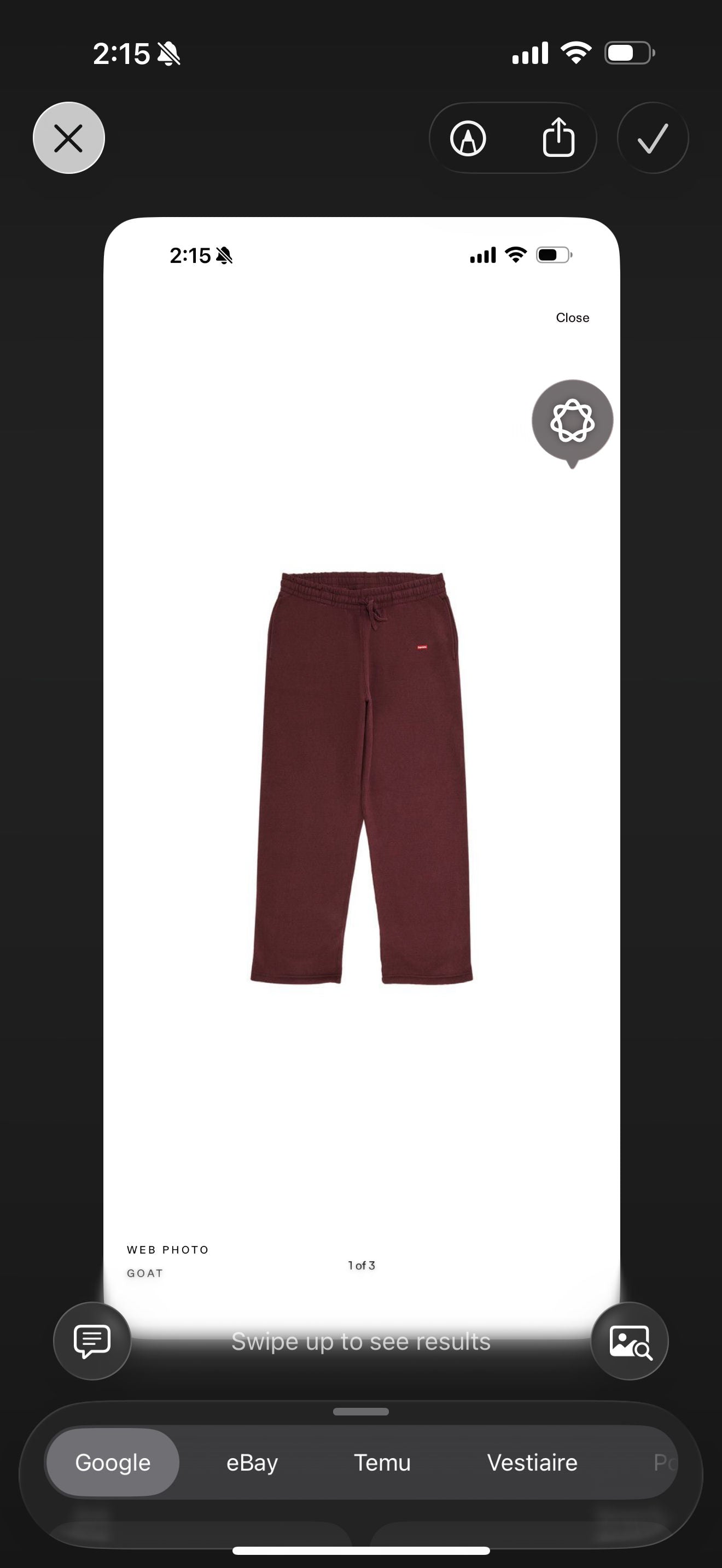 Supreme small Logo maroon sweatpants