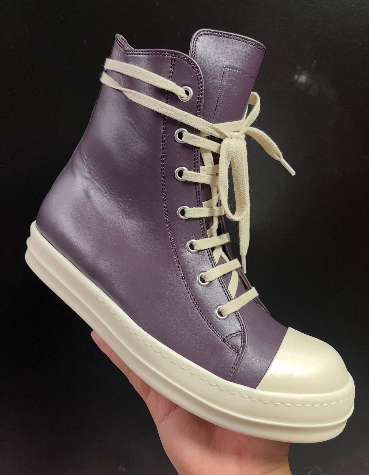 Rick Owens High Top Amethyst Burgandy/Milk
