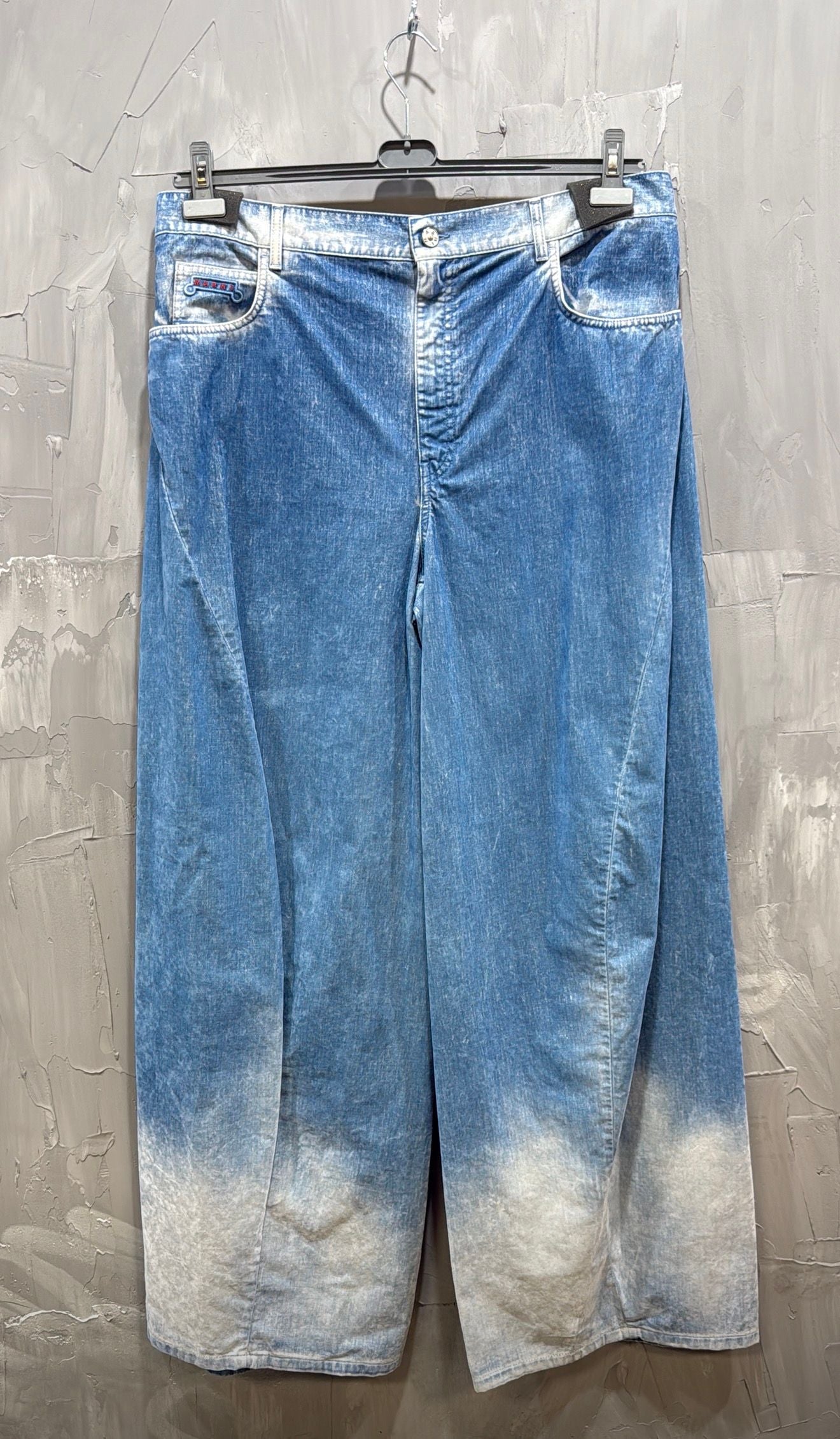 GARMENT DYED FLOCK DENIM JEAN IRIS BLUE