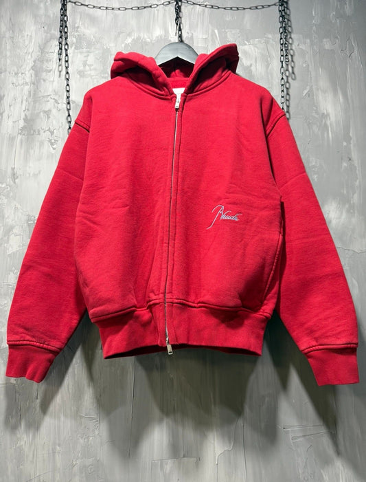 RHUDE Riviera Red Classique Zip up Hoodie