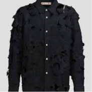 MARNI EMBROIDERED ROVER CUT OUT BLACK SHIRT