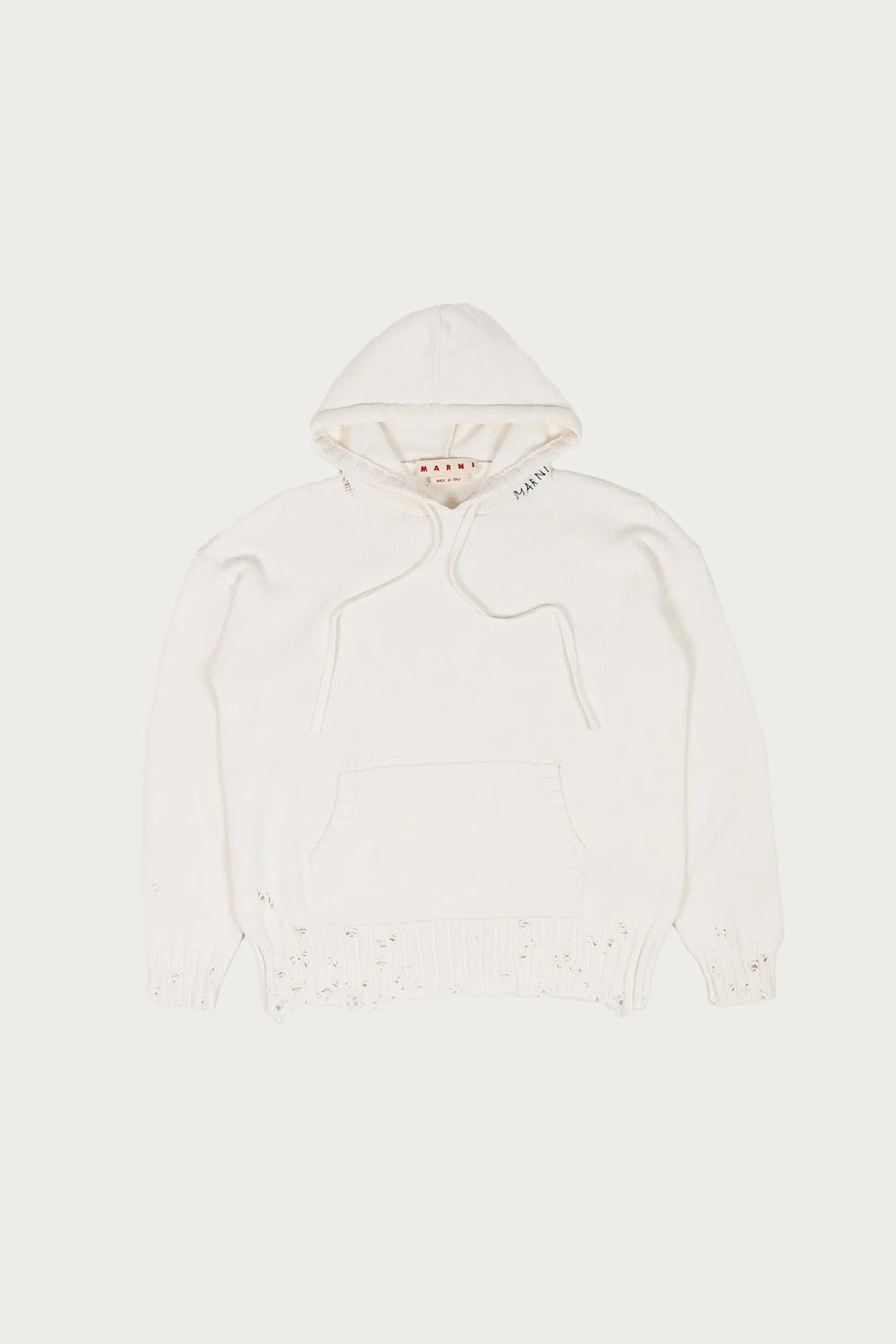 MARNI DISHEVELLED WHITE HOODIE
