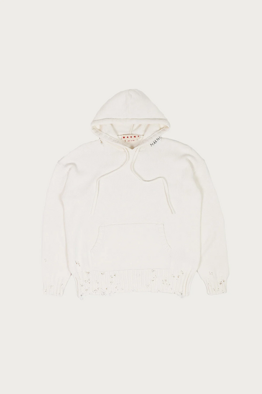 MARNI DISHEVELLED WHITE HOODIE