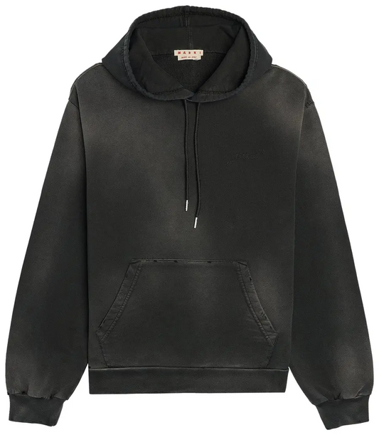 MARNI MENDED DYED LOOPBACK BLACK HOODIE