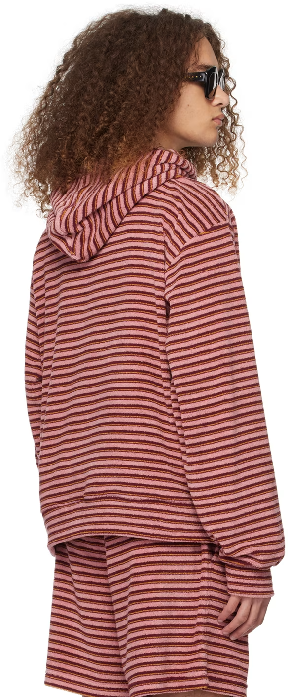 Marni striped Terry cloth pink hoodie