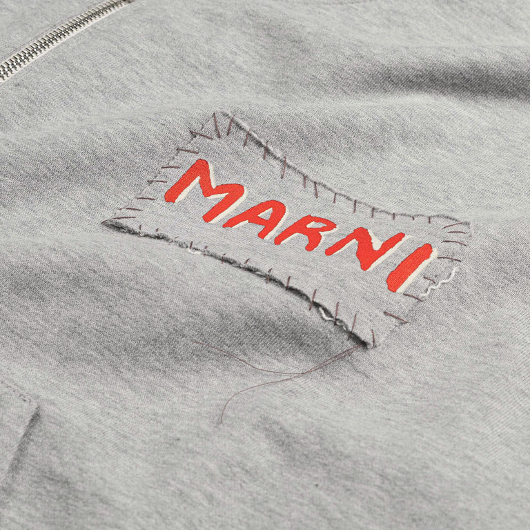 MARNI LOOPBACK GREY ZIP UP SWEATSHIRT