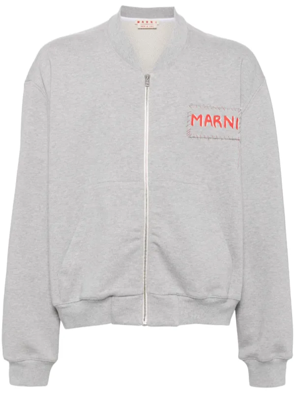 MARNI LOOPBACK GREY ZIP UP SWEATSHIRT