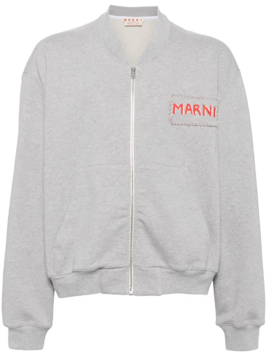 MARNI LOOPBACK GREY ZIP UP SWEATSHIRT