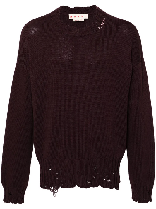 MARNI DISHEVELLED BURGUNDY SWEATER