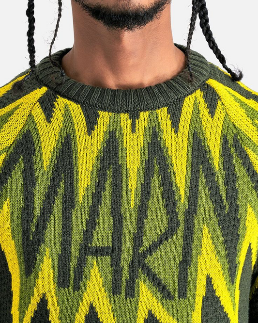 MARNI FIRE ISLAND LOGO GREEN SWEATER