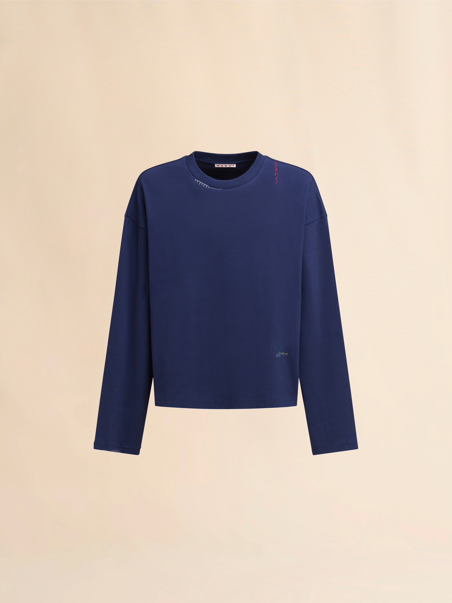 MARNI BLUE RIBBED CREWNECK