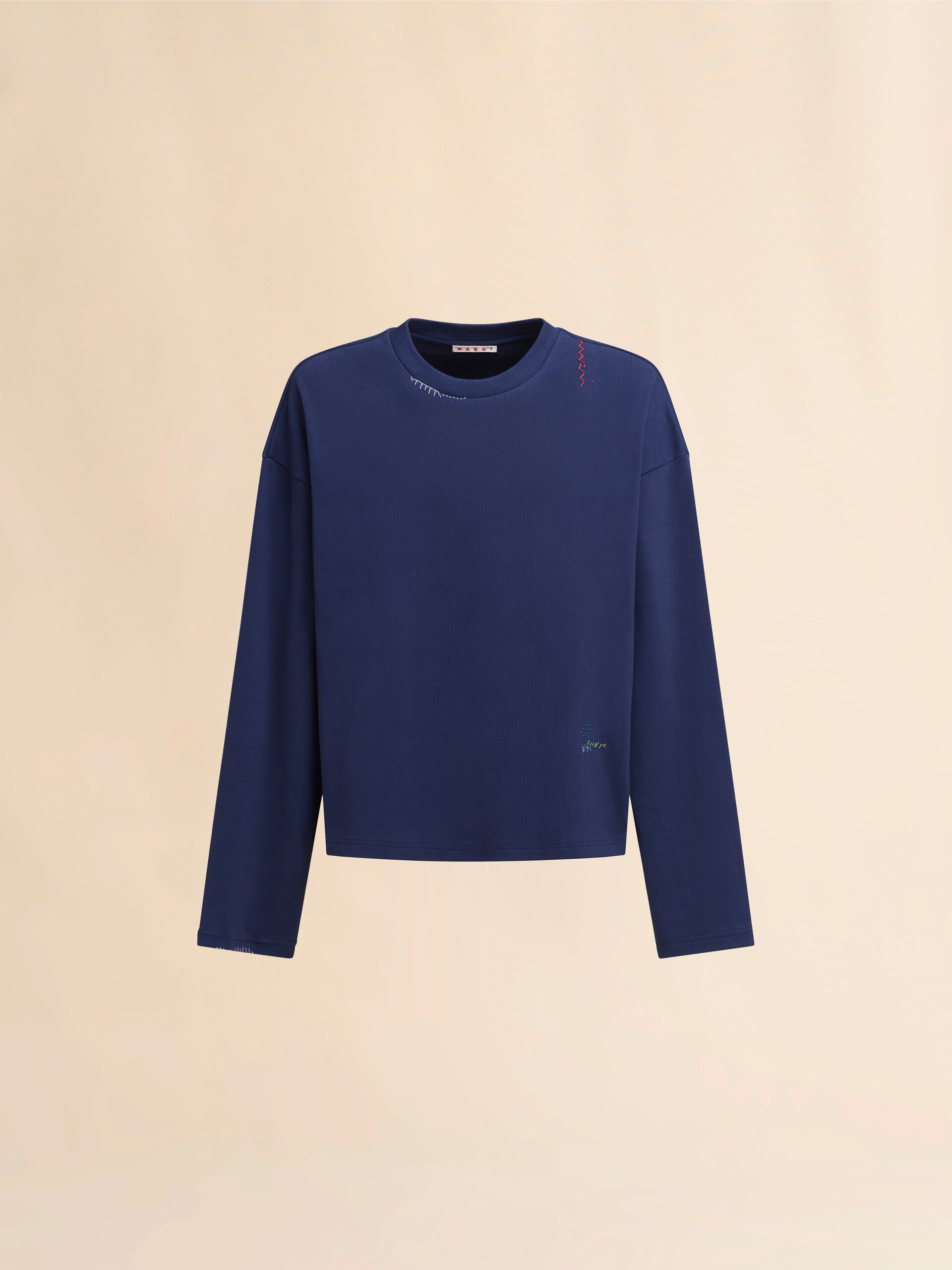 MARNI BLUE RIBBED CREWNECK