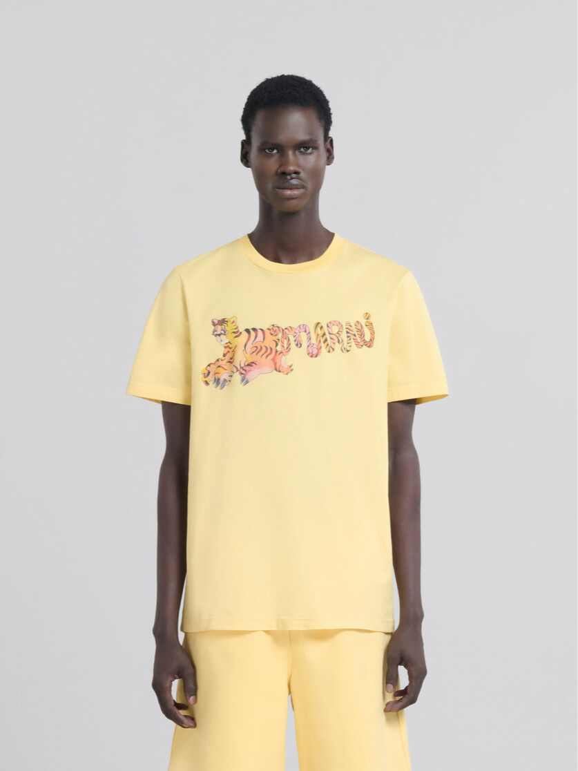 MARNI FEROCIOUS KITTY YELLOW T SHIRT