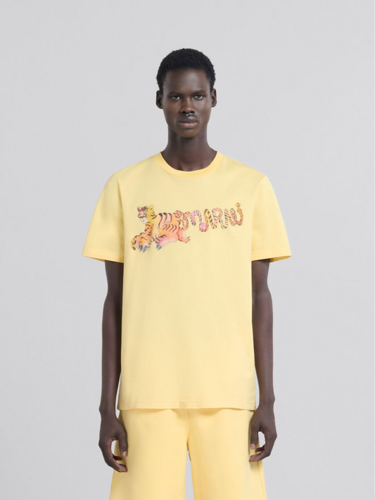 MARNI FEROCIOUS KITTY YELLOW T SHIRT
