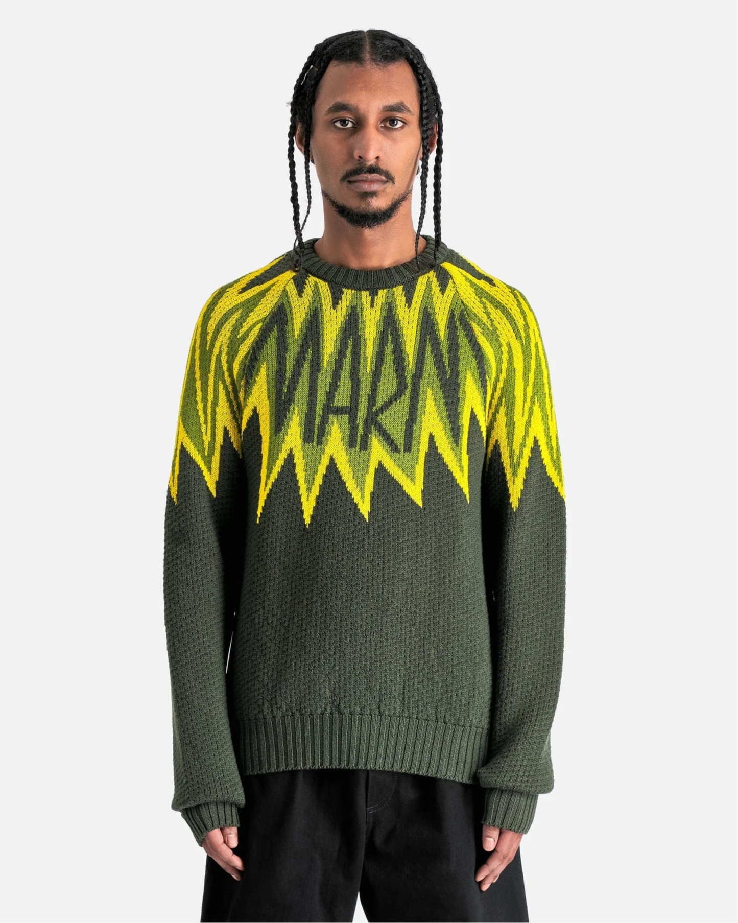 MARNI FIRE ISLAND LOGO GREEN SWEATER