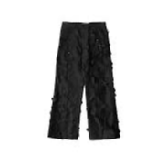 EMBROIDERED ROVER CUT OUT BLACK PANTS