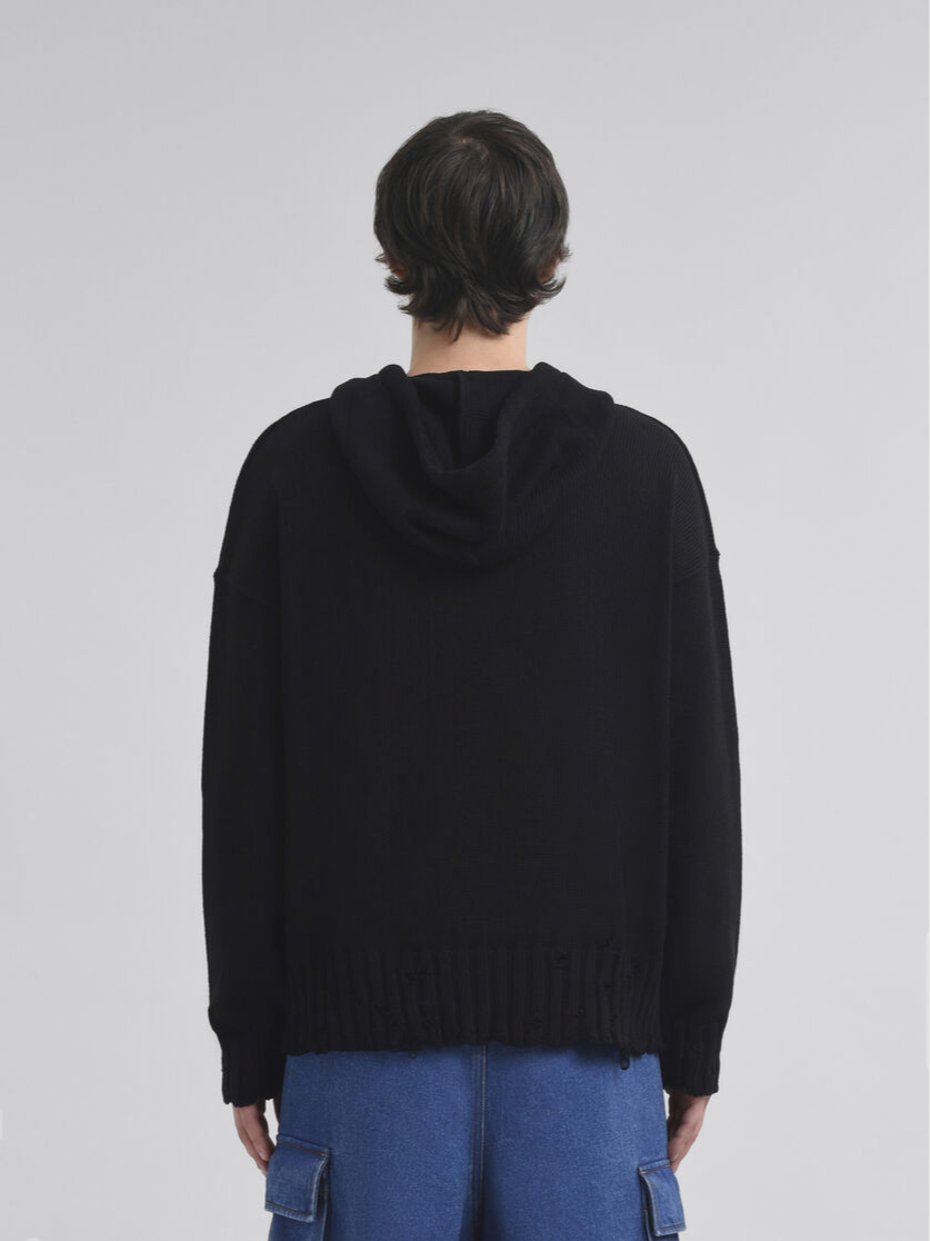 MARNI BLACK dishevelled cotton hoodie