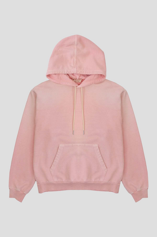 MARNI MENDED DYED LOOPBACK PINK HOODIE