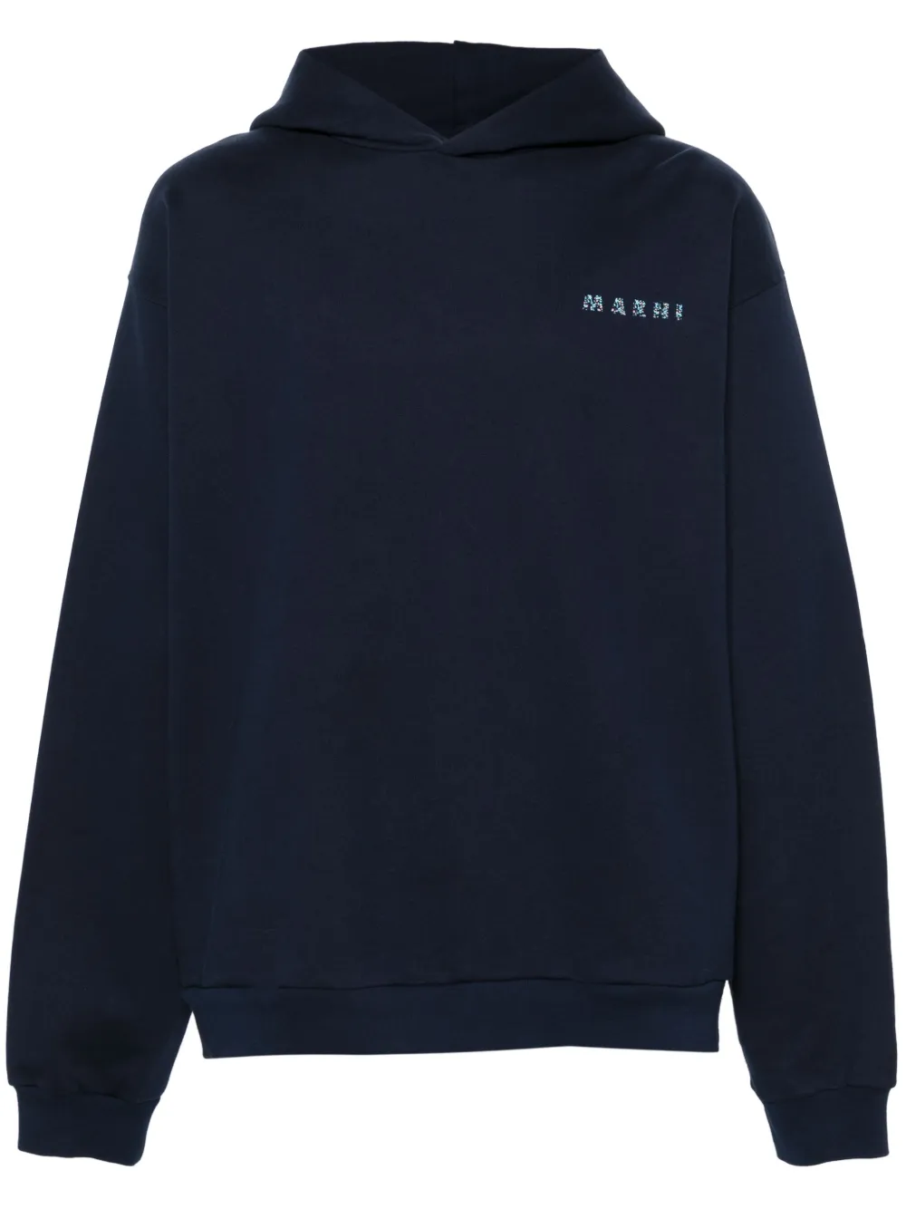 MARNI FLORAL LOGO COTTON JERSEY HOODIE