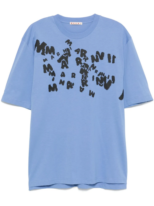 MARNI CAOS LOGO BLUE T SHIRT