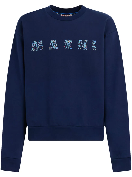 MARNI FLORAL LOGO LOOP BACK SWEATSHIRT