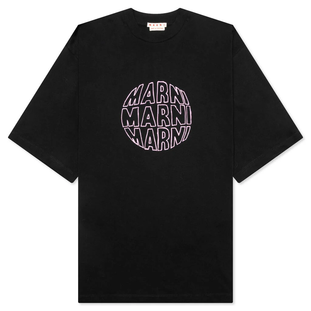 MARNI CIRCULAR LOGO BLACK T SHIRT