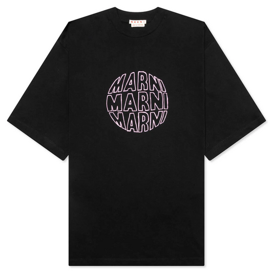 MARNI CIRCULAR LOGO BLACK T SHIRT