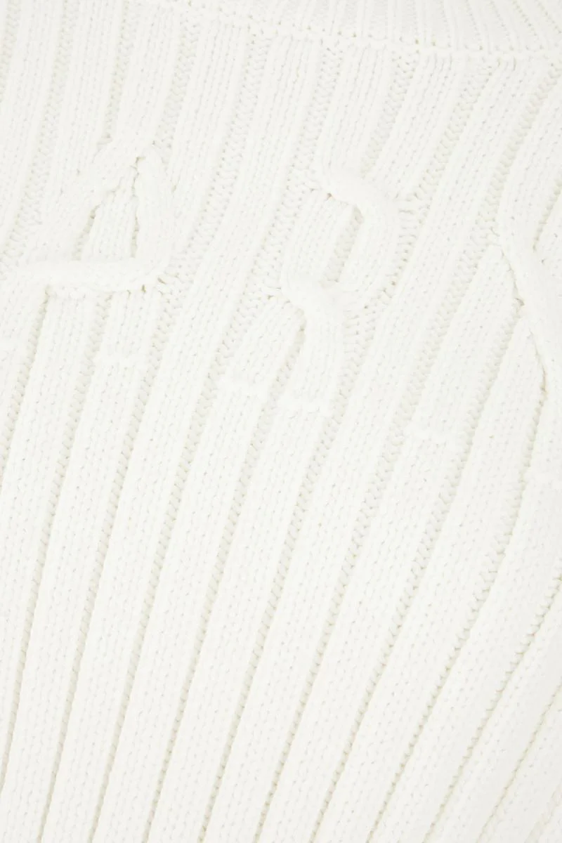 MARNI COTTON CABLE LILY WHITE SWEATER
