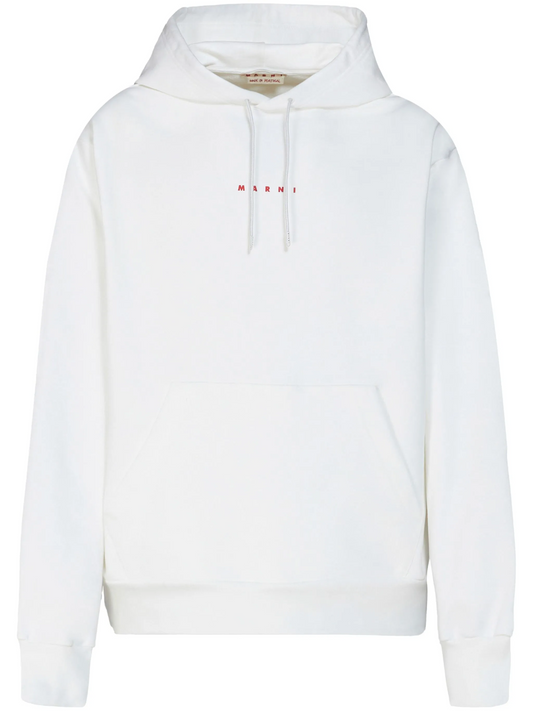 MARNI MID LOGO WHITE HOODIE