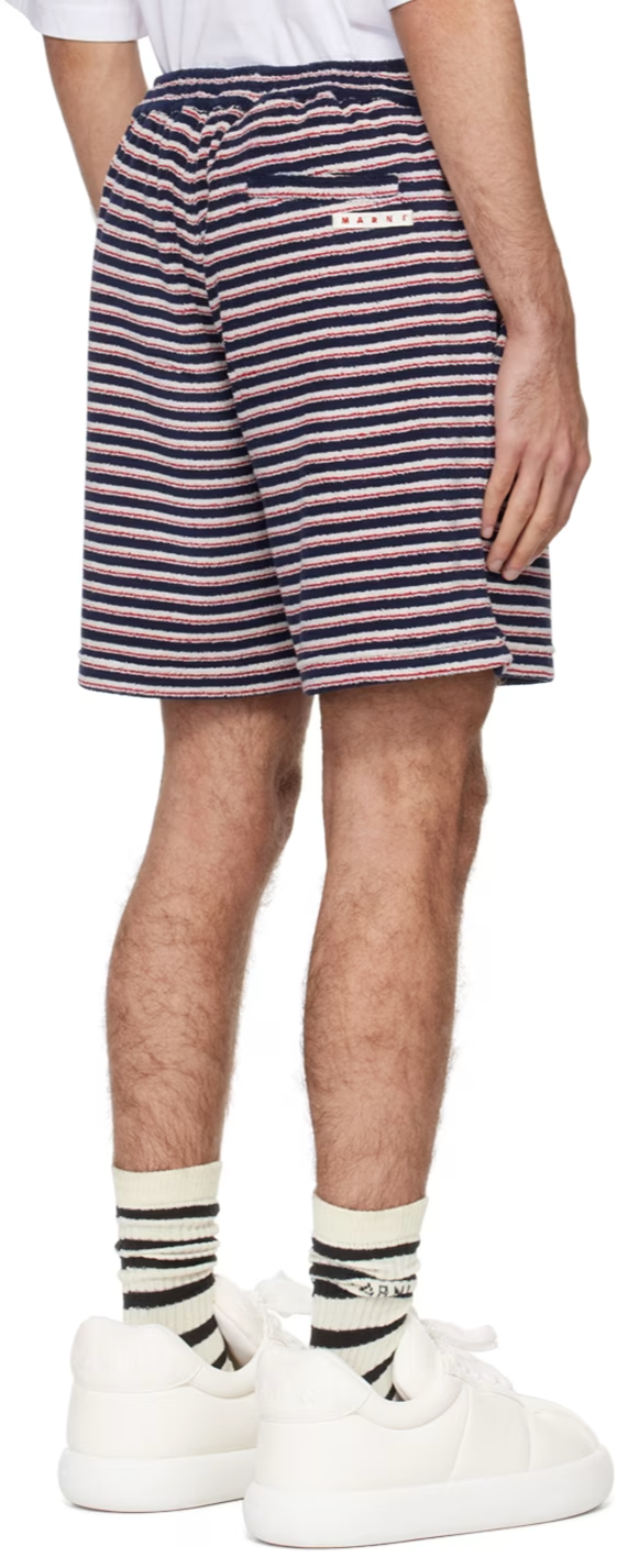 Marni striped Terry cloth blue marine