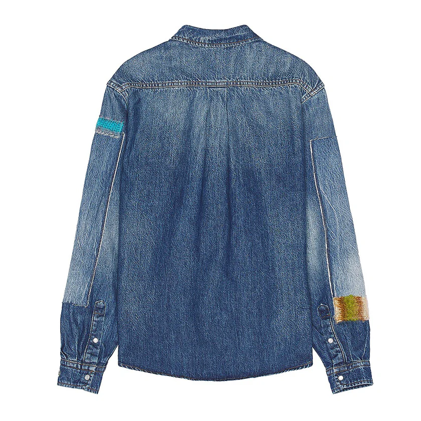 Marni Stonewashed Denim With Mohair Patchwork Shirt