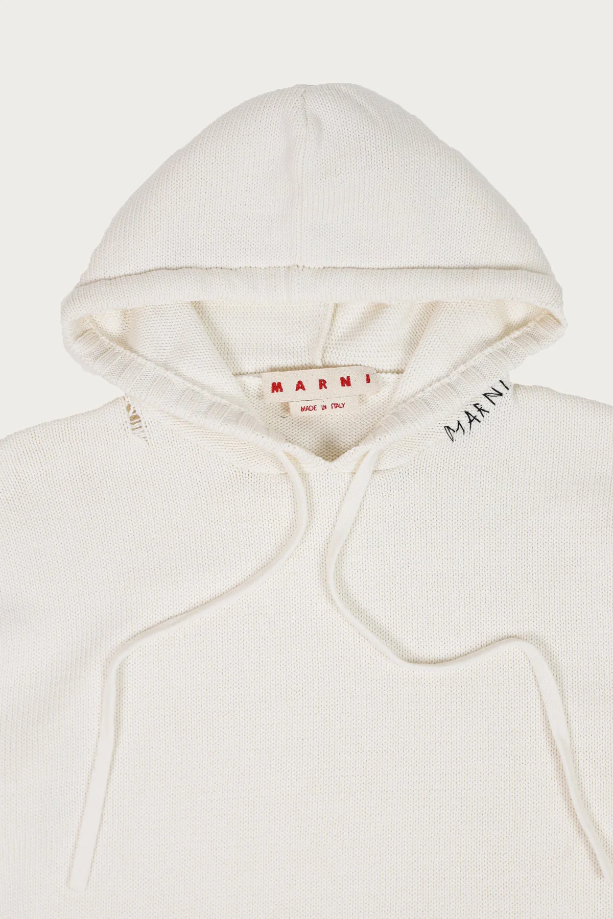 MARNI DISHEVELLED WHITE HOODIE