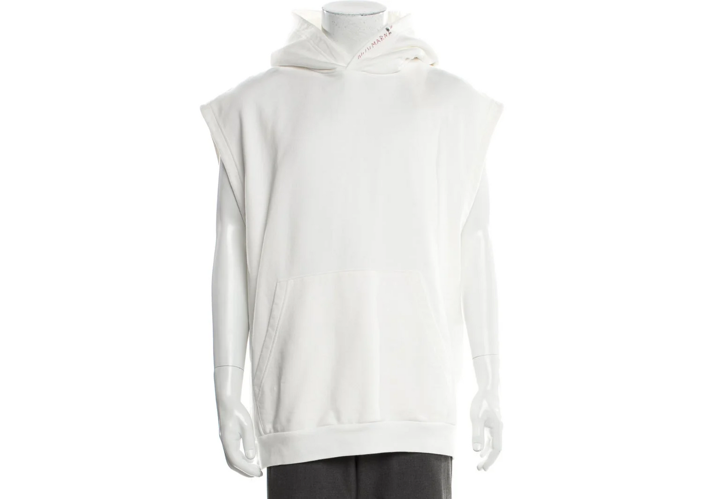 MARNI COLLAGE FLOWER WHITE SLEEVELESS HOODIE