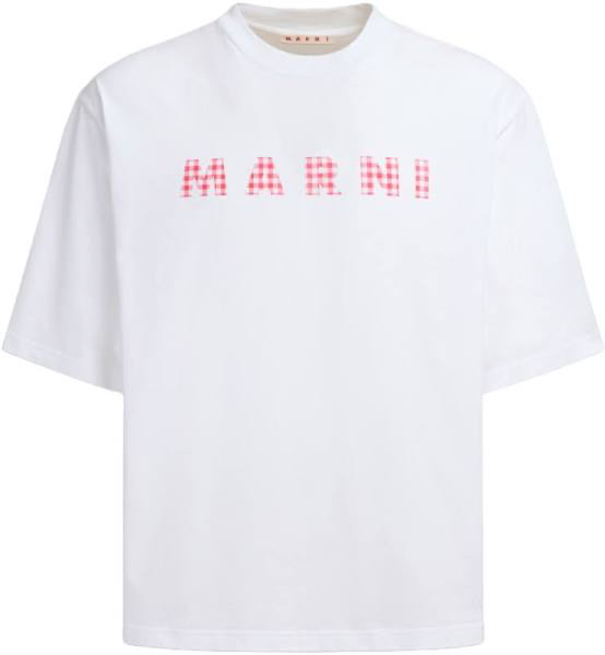 MARNI PRINTED GINGHAM LOGO LILY T SHIRT