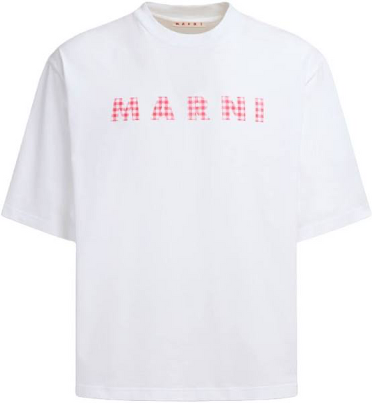 MARNI PRINTED GINGHAM LOGO LILY T SHIRT