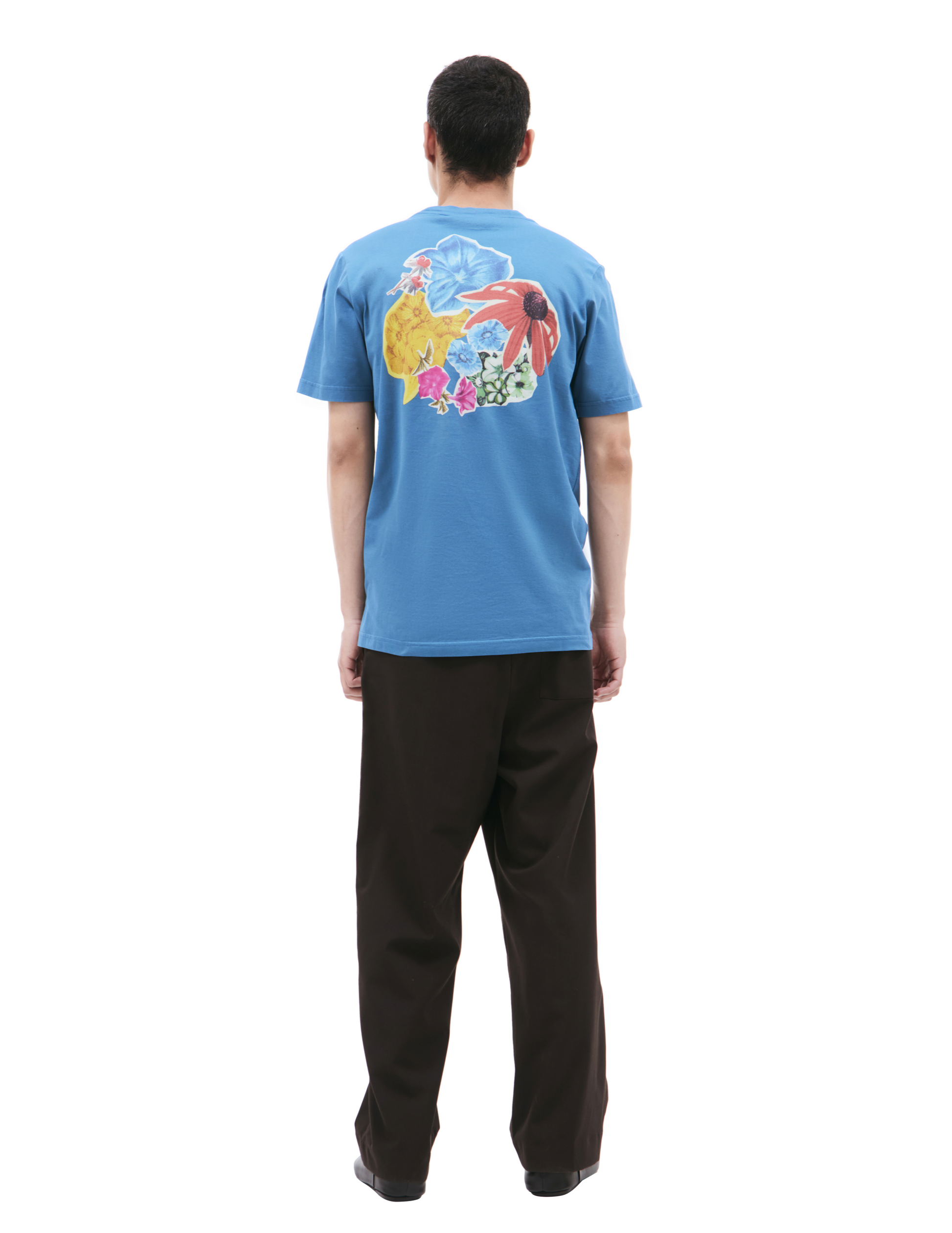 MARNI COLLAGE FLOWERS NAVY T SHIRT