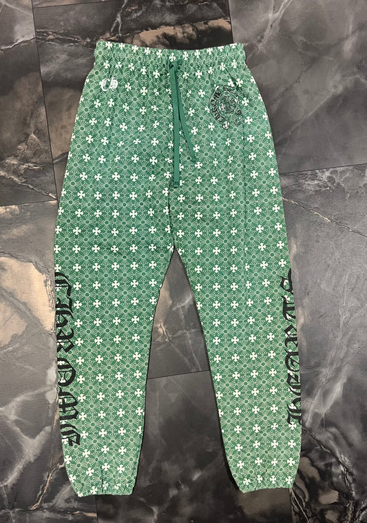 CHROME HEARTS Cross-pattern Sweatpants In Green