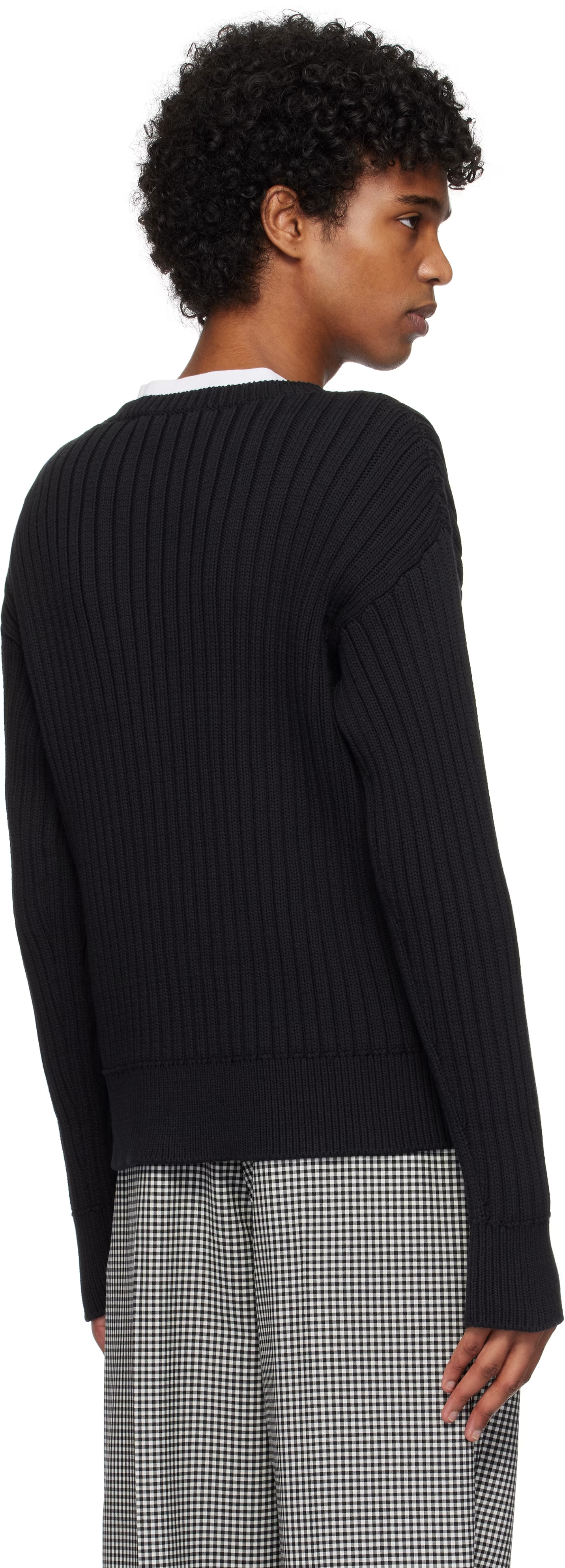 MARNI Black Cable Logo Crewneck Sweater